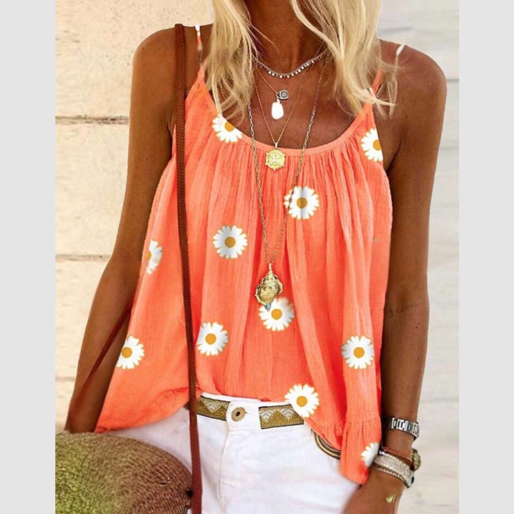 Boho floral print cami top